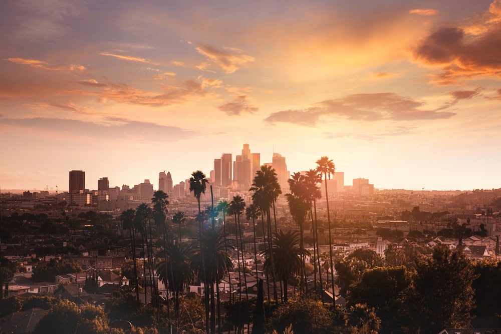 ville de Los Angeles au coucher du soleil
