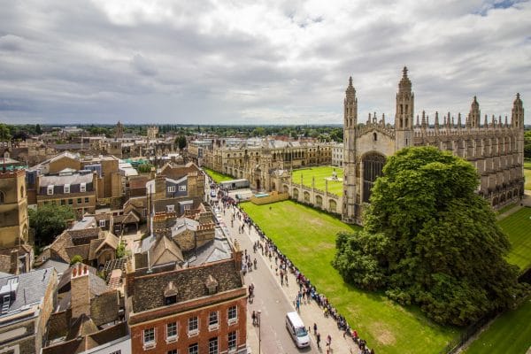 vue aérienne de la ville de Cambridge en Angleterre