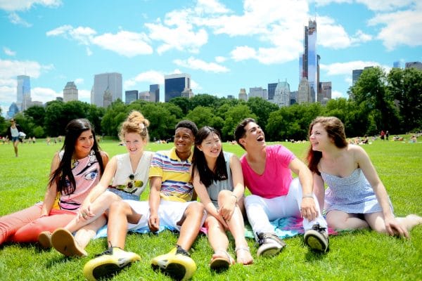 Adolescents à Central Park durant leur séjour linguistique à New York
