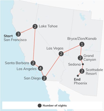 Circuit du road trip dans l'ouest américain